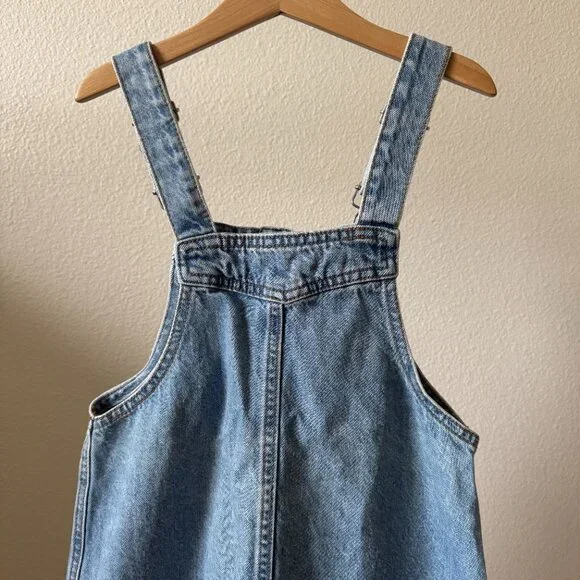 ZARA Girls Denim Overall Dress Light Wash Size 8 Pinafore Jumper Classic Button - Picture 5 of 15